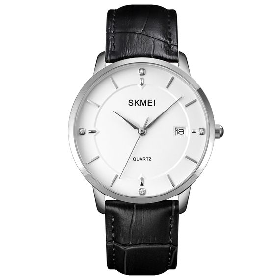 Чоловічий годинник Skmei 1801LSIWT Silver-Black White Leather