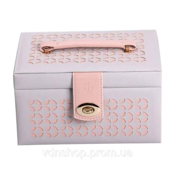 Шкатулка для украшений из эко кожи 3 яруса с зеркалом органайзер для ювелирных изделий HP-5-17G | Зображення 3