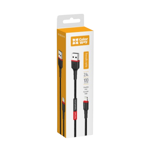 Кабель USB Lightning ColorWay CW-CBUL064-BK 2,4A 1м чорний | Зображення 1