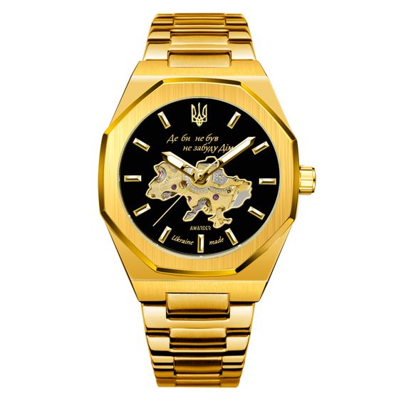 Класичний годинник Awarder 026-3D Де би не був Gold-Black, сталевий ремінець