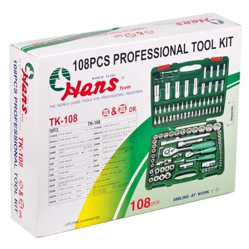 Набір торц. головок професійний 1/4"DR4-14мм та 1/2"DR10-32 мм,108 предм (TK-108) HANS | Зображення 7