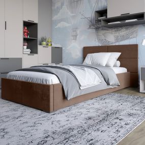 Односпальне ліжко LION Краш Лілі 12 велюр (Коричневий) 90х200 см (LION-044162)