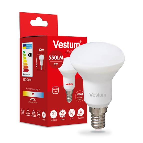 Світлодіодна лампа Vestum R50 6W 4100K 220V E14 1-VS-1402 | Зображення 2