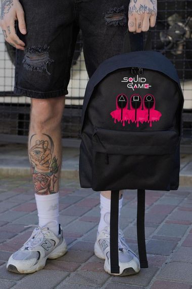 Повсякденний Рюкзак Шкільний  Without Compact З Принтом Squid Game Black