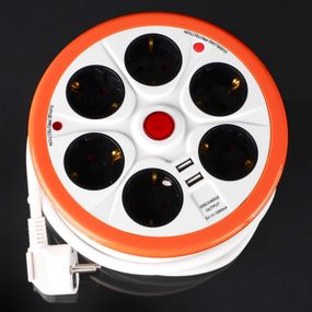 Сетевой фильтр SF-6F/5ZV 3x1.50 2USB WH/OR
