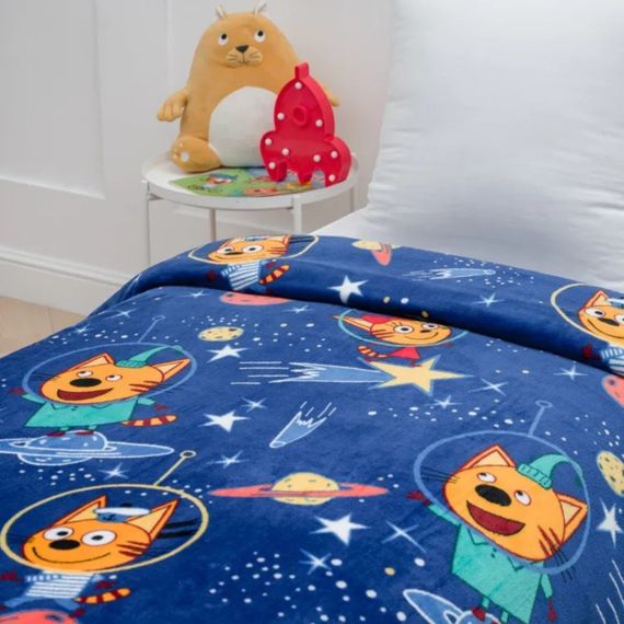 Плед флисовый Love You Космические котики 150x200 см мягкий теплый плед для дома и отдыха (8193) | Зображення 2