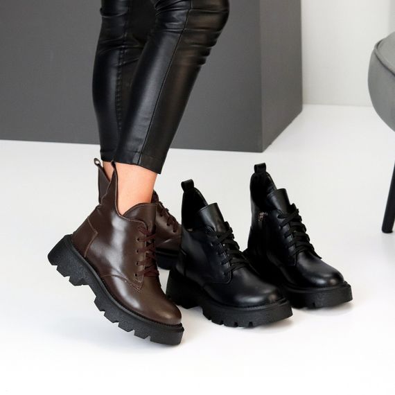 Дизайнерські асиметричні зимові черевики натуральна шкіра колір Шоколад | Зображення 9