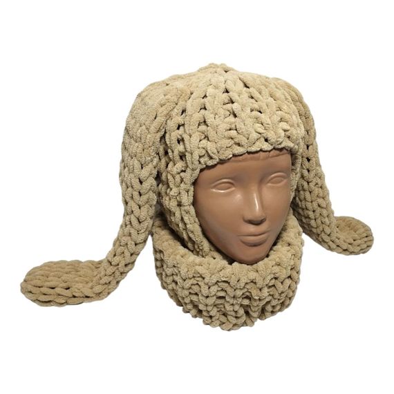 Балаклава колір 415 плюшева з вушками зайчика | Зображення 7