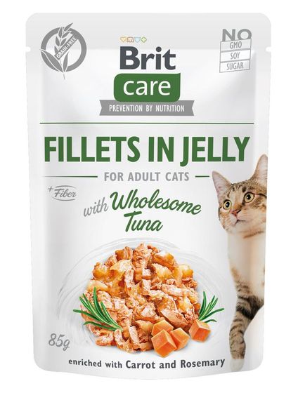Корм Brit Care Cat Fillets In Jelly Tuna влажный с тунцом для взрослых котов 85 гр