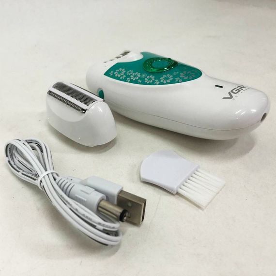 Епілятор VGR V-722 акумуляторний 2 швидкості 32 пінцети з насадками. HG-434 Колір: зелений | Зображення 2