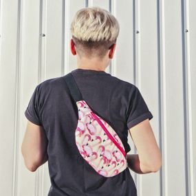 Сумка на пояс бананка Bumbag Фламинго 27x16 см (BB_18J057_ROZ_BL)