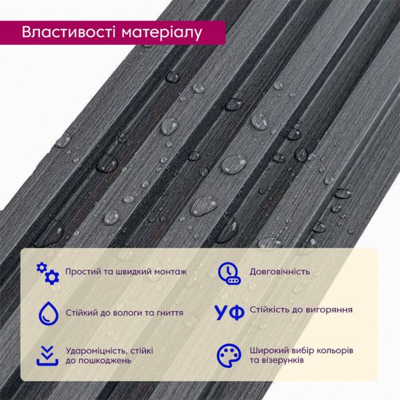 Декоративна стінова рейка графіт 3000*160*23мм (D) SW-00001529 | Зображення 3