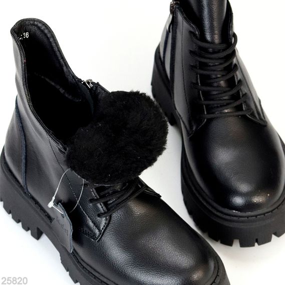 Універсальні чорні шкіряні зимові черевики берці доступна ціна | Зображення 2