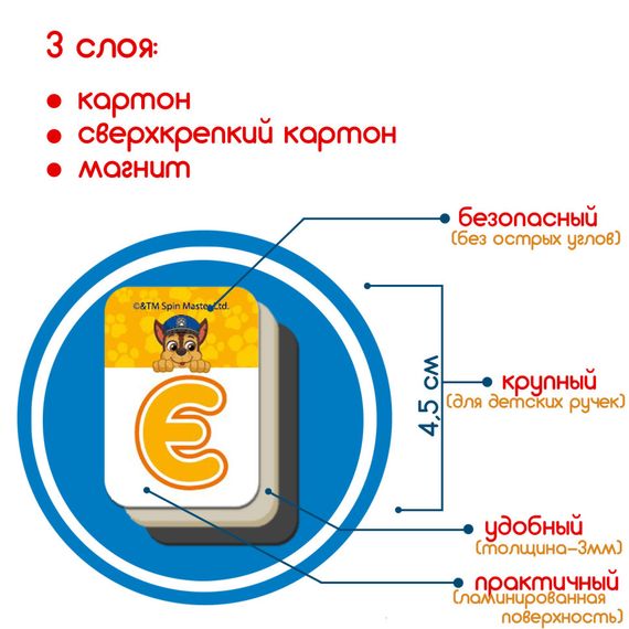 Дитячий набір магнітів Щенячий патруль "Абетка" Magdum ML4034-12 | Зображення 4