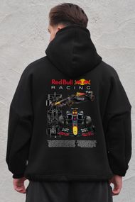 Оверсайз худі толстовка на флісі з капюшоном та принтом Without Redbull Black