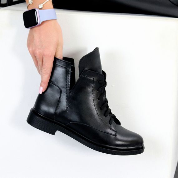 Чорні дизайнерські демі черевики натуральна шкіра низький хід