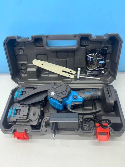 Аккумуляторная цепная мини-пила6 inch Electric SAW BLUE кейсом / 2 аккумулятора 4А/ч 8644 | Зображення 4