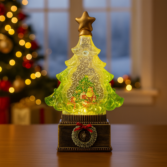 Светильник-ночник "Елка" снежный шар с подсветкой и метелью (XHF-8003), Новогодний сувенир | Зображення 3