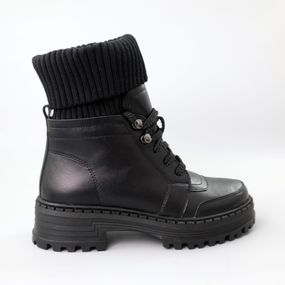 Черевики жіночі шкіряні хутро 590409 Чорні 36 37 38 39 40 41