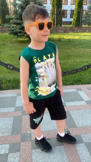 Комплект для хлопчика (афганка+шорти) Носи своє 128 Зелений (p-4665-104011) | Зображення 2