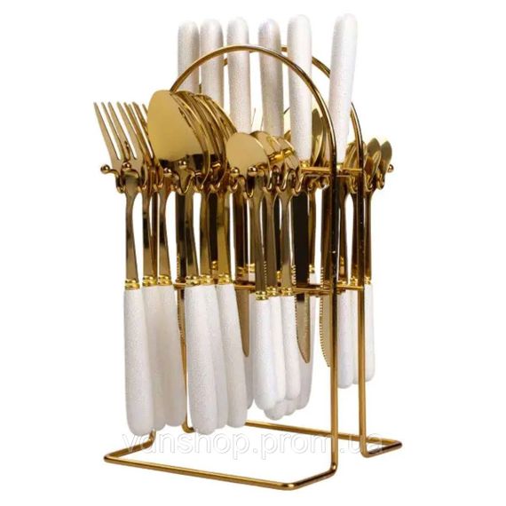 Набор столовых приборов на подставке 24 предмета столовый набор на 6 персон Белый HP-20-49