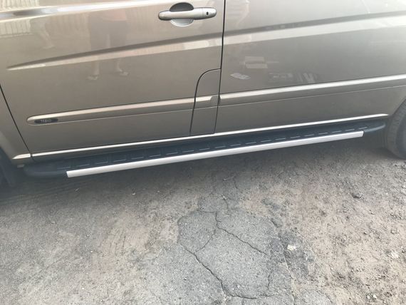 Боковые пороги Duru (2 шт., алюминий) Длинная (ExtraLong) для Mercedes Vito / V W447 2014-2024 гг | Зображення 2