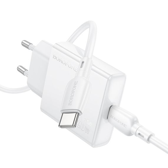 МЗП Borofone BN23 Wish PD20W (1USB-C) + кабель Type-C to Type-C White | Зображення 2