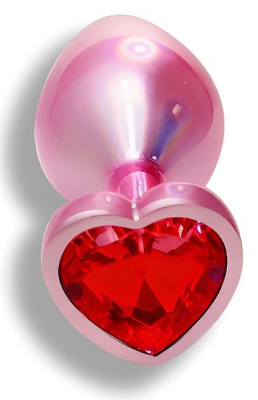 Анальная пробка с кристаллом EGZO - Pink Perl Heart Plug Red, size S sexstyle | Зображення 1