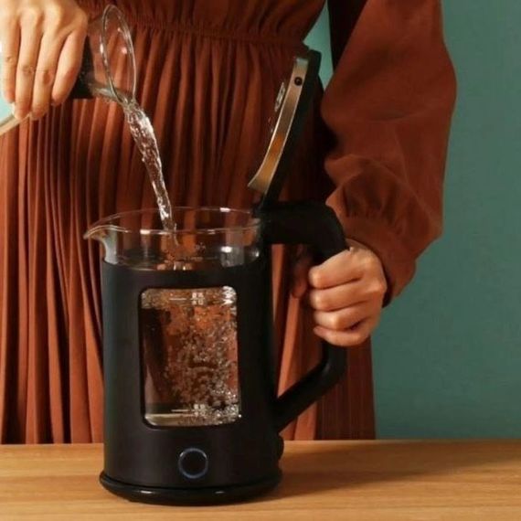 Електрочайник Rainberg RB-2220 скляний дисковий прозорий. Чайник із підсвічуванням 2200W. Колір: чорний | Зображення 1