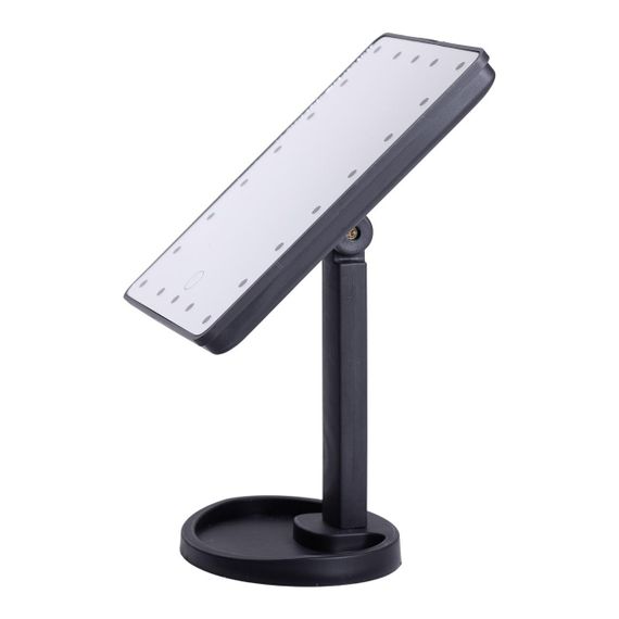 Настольное зеркало с подсветкой 22 LED для макияжа 21х16 см прямоугольное на ножке USB Черное HP-10-4AB | Зображення 1