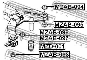 Відбійники заднього амортизатора. Mazda 6 02-08, FEBEST (MZD001) | Зображення 1