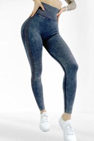 Лосіни з пуш ап ефектом для фітнесу з високою талією в рубчик LILAFIT Чорний L (LFL000060)