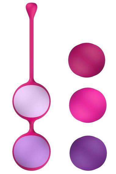 Вагінальні кульки Liebe Kewos — Cerise/Candy Violet, 5 кульок у комплекті, 15, 25, 35, 45 та 55 г | Зображення 2