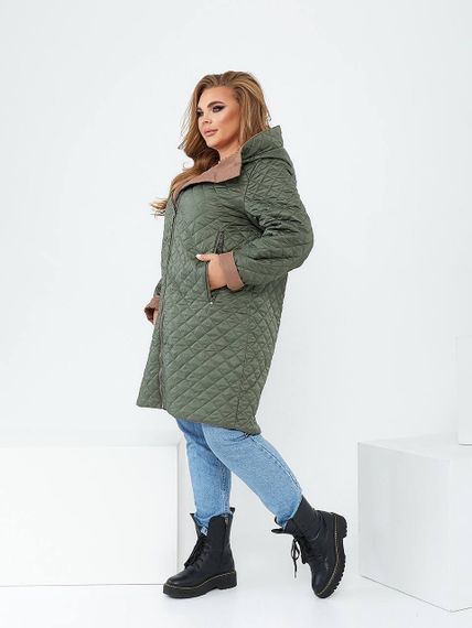 Жіноча двостороння куртка колір хакі р.58/60 374908 | Зображення 6