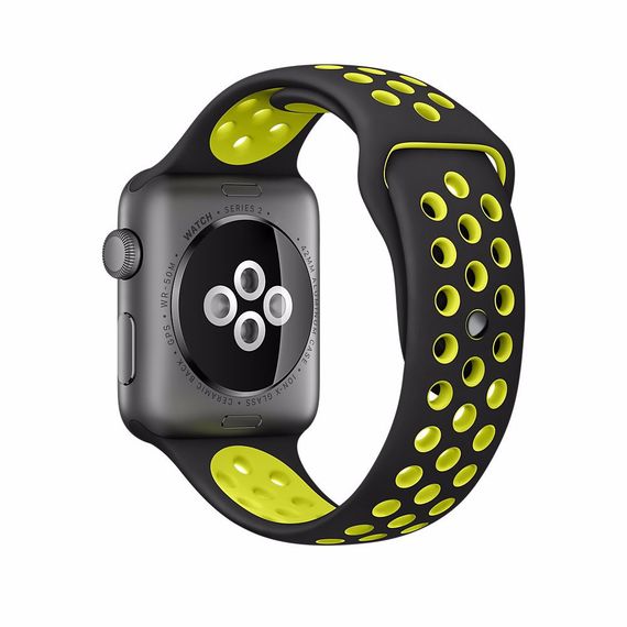 Спортивний ремінець з перфорацією Primo для годинника Apple Watch 42mm / 44mm / 45mm розмір S- Black&Yellow | Зображення 1