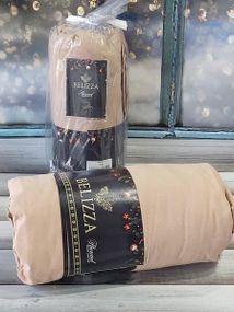 Простынь на резинке(180х200см) с наволочками(50х70см) Belizza Kahve Фланель Хлопок