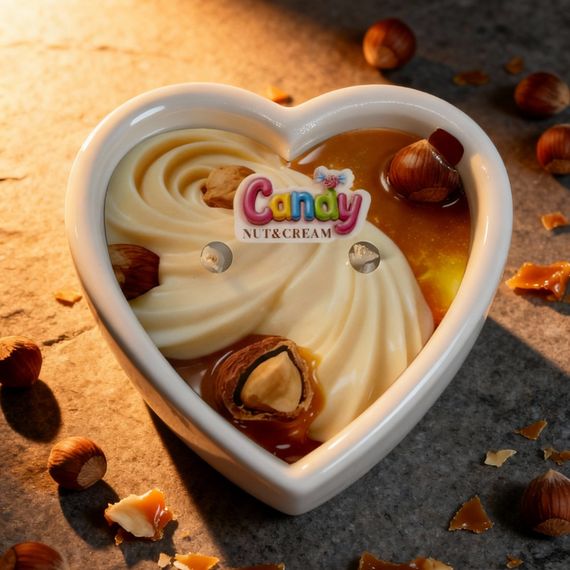 Масажна свічка з ароматом горіхового крему Candy Nut Cream у формі серця, 70 мл Sex Aura | Зображення 1