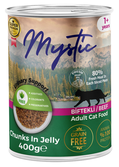 Вологий корм Mystic для КОТІВ шматочки ЯЛОВИЧИНИ в желе 400г конс.