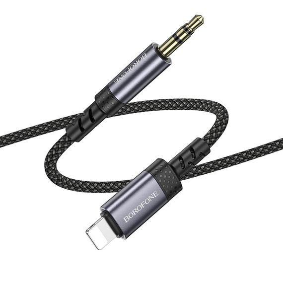 Аудіо кабель Aux Borofone BL24 Graceful (Lightning to AUX 3.5mm) (1m) Metal grey | Зображення 4