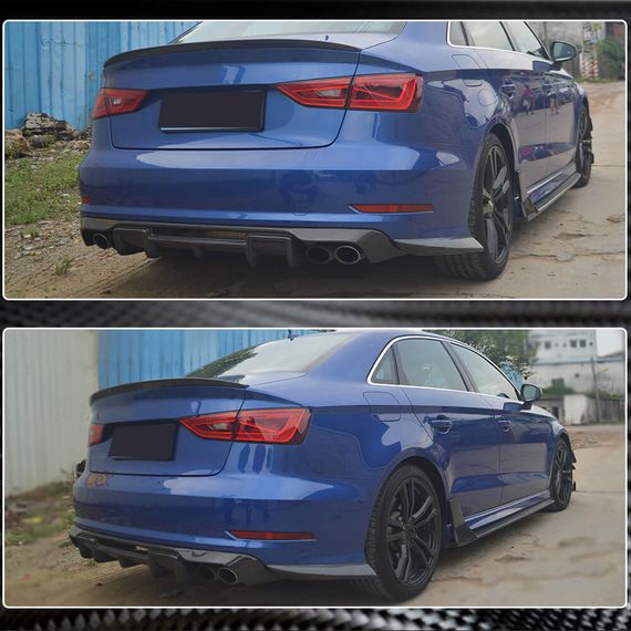 Накладки на задний бампер Flap (для S-Line SD 2012-2016, Карбон) для Ауди A3 | Зображення 3