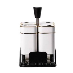 Набор для специй на подставке 4 предмета 10х10х17 см емкости для приправ 120 мл Белый HP-1312