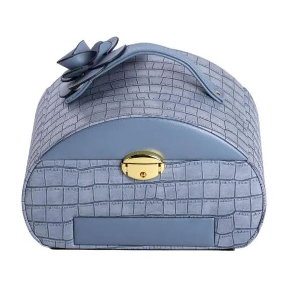 Скринька для прикрас з еко шкіри 3 яруси із замком органайзер для ювелірних виробів HP-5-21BL