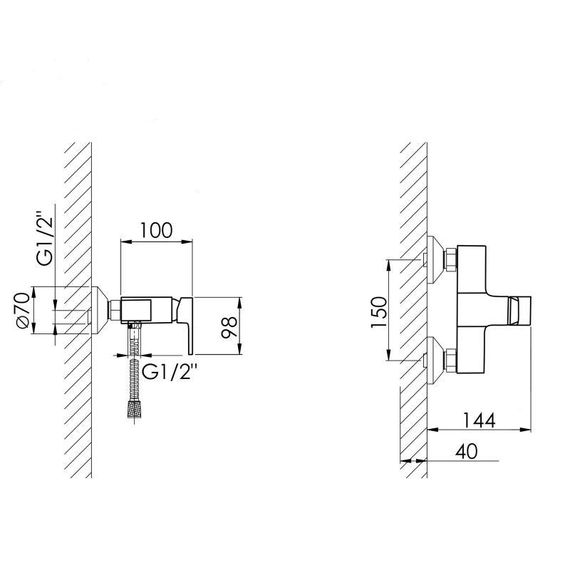 Смеситель для душа Lidz Wawel 010 (с душевым гарнитуром) (k40) LDWAW010CRM45390 Chrome | Зображення 1