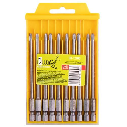 Alloid. Набір біт магнітних для шуруповерта PH2 100мм, S2 (10шт) | Зображення 1