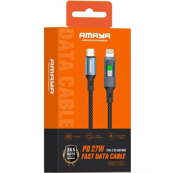 Дата кабель Amaya 111CL Type-C to Lightning 27W (1.2m) Black | Зображення 1