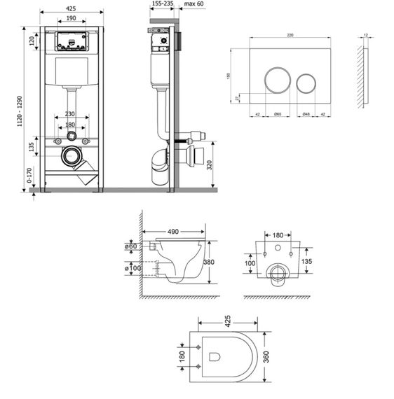 Набір Qtap Nest 4 в 1 підвісний унітаз Taurus Ultra Quiet 490x360x380 + комплект інсталяції QT2433084EUQW46154 | Зображення 1
