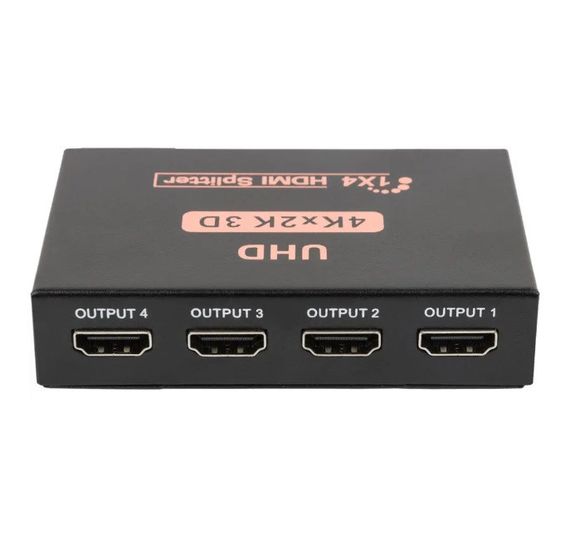 4K HDTV активний HDMI розгалужувач U&P Splitter 1 to 4 1080P Black | Зображення 1