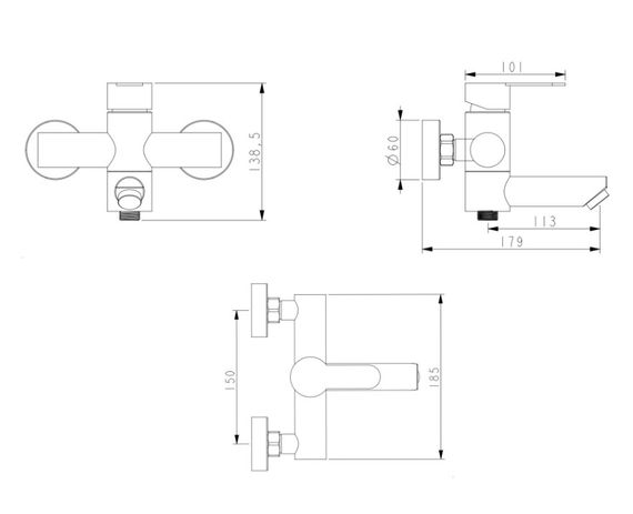 Змішувач для ванни Brinex Pure 006 Graphite BRIPUR006GRP | Зображення 4