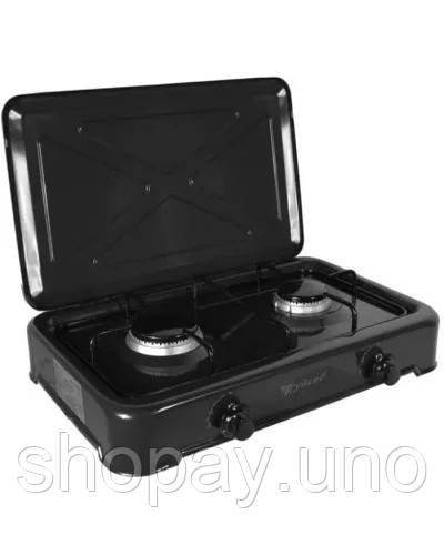 Газовая настольная плита на 2 конфорки YUCEL O-200-LPG-BLACK • Двухконфорочная плита для дома, дачи, кухни и приготовления пищи | Зображення 1