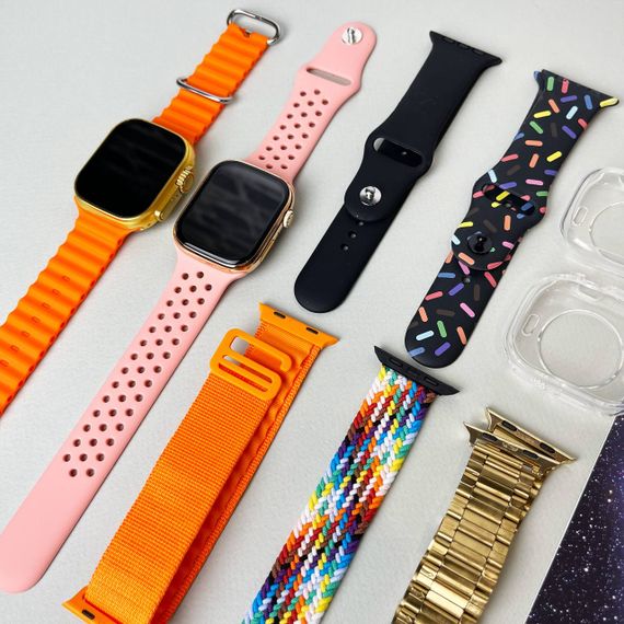 Комплект i50 - Watch Ultra 2 / Smart Watch 9 / 7 ремінців / 2 захисних чохла (Помаранчевий) | Зображення 6